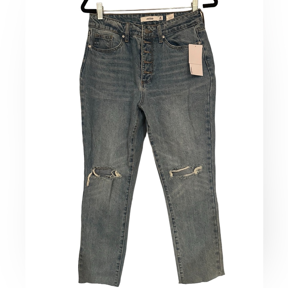 NWT Just Fab Button Fly Distressed Jeans -size 28